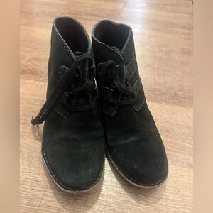 Clark’s Carleta Lyon Black Suede Lace-Up Ankle Boots